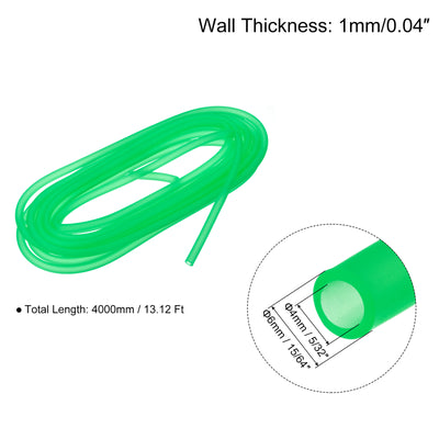 Harfington Uxcell Silicone Tubing 5/32" ID, 15/64" OD 4Pcs 13.12 Ft for Pump Transfer, Grass Green