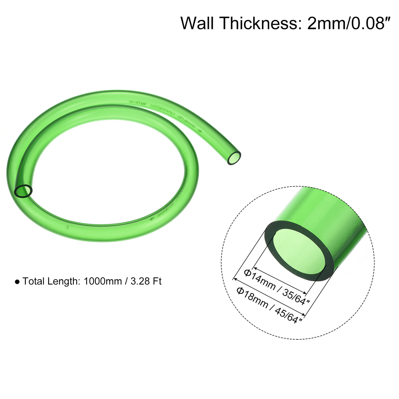 uxcell Uxcell PVC Tubing 35/64" ID, 45/64" OD 1Pcs 3.28 Ft for Transfer, Green