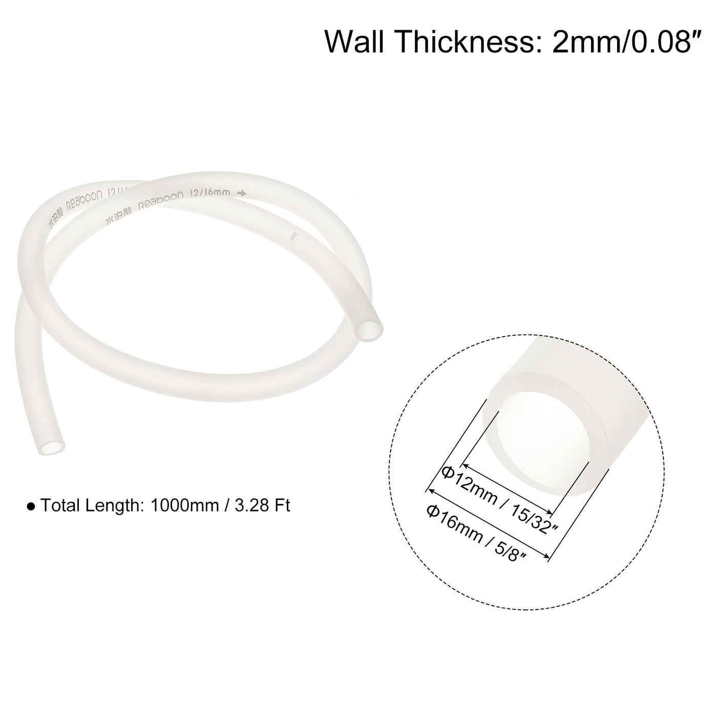 uxcell Uxcell PVC Tubing 15/32" ID, 5/8" OD 4Pcs 3.28 Ft for Transfer, White