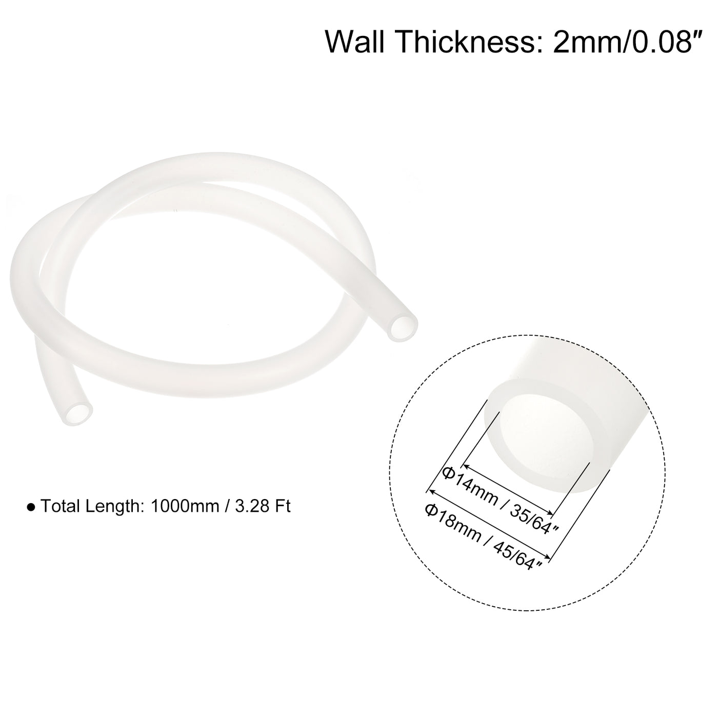 uxcell Uxcell PVC Tubing 35/64" ID, 45/64" OD 1Pcs 3.28 Ft for Transfer, White