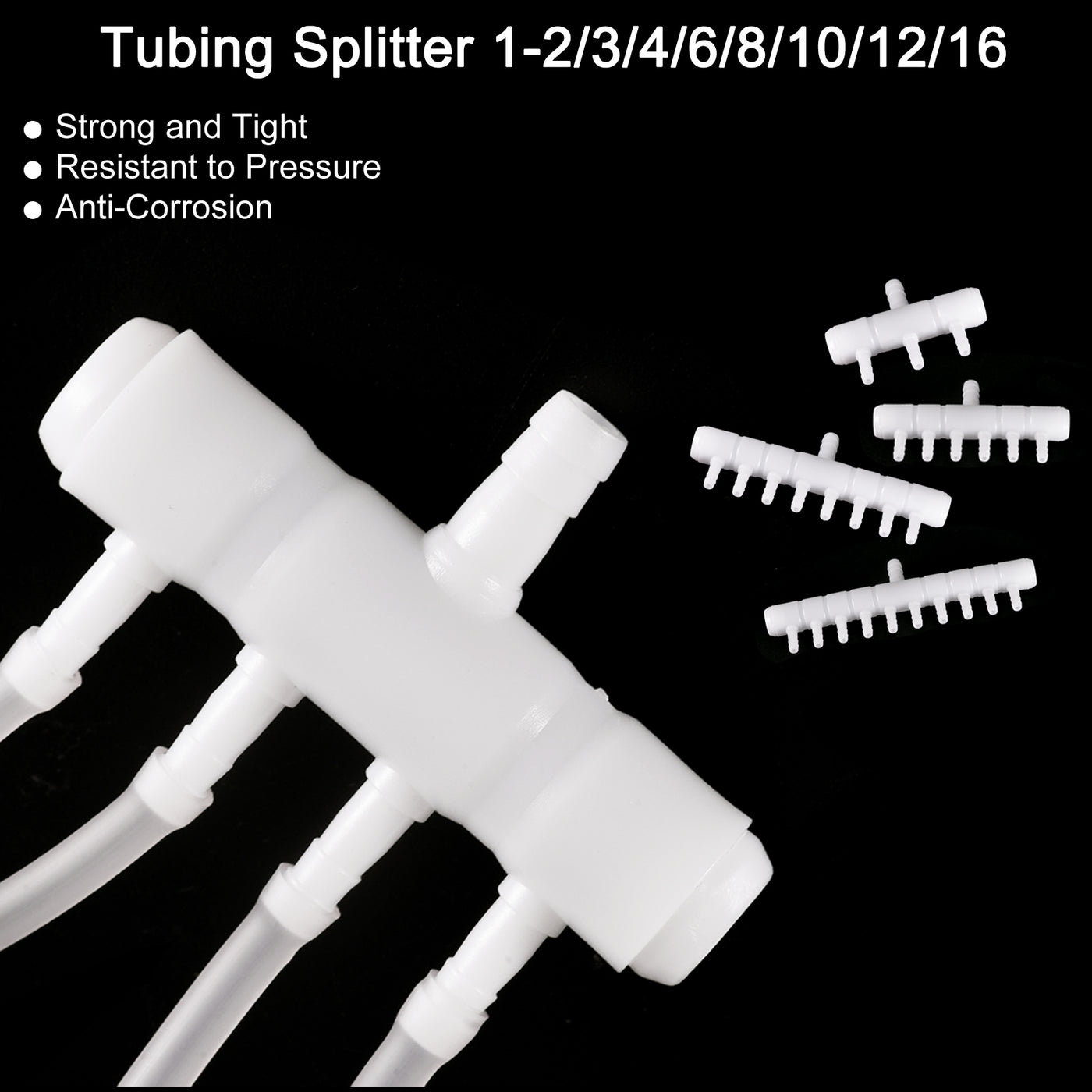 uxcell Uxcell Air Line Tubing Splitter Connector, 2Pcs 8mm/0.31" to 5mm/0.2" 2 Way, White