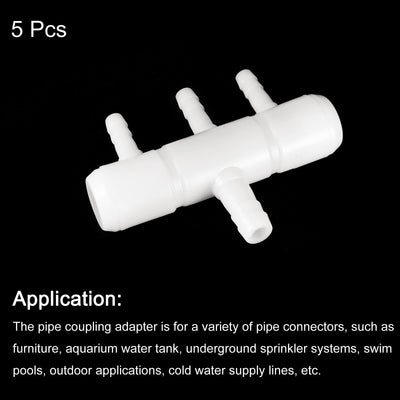 Harfington Uxcell Air Line Tubing Splitter Connector, 5Pcs 8mm/0.31" to 5mm/0.2" 3 Way, White