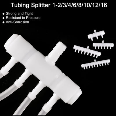 Harfington Uxcell Air Line Tubing Splitter Connector, 5Pcs 8mm/0.31" to 5mm/0.2" 4 Way, White