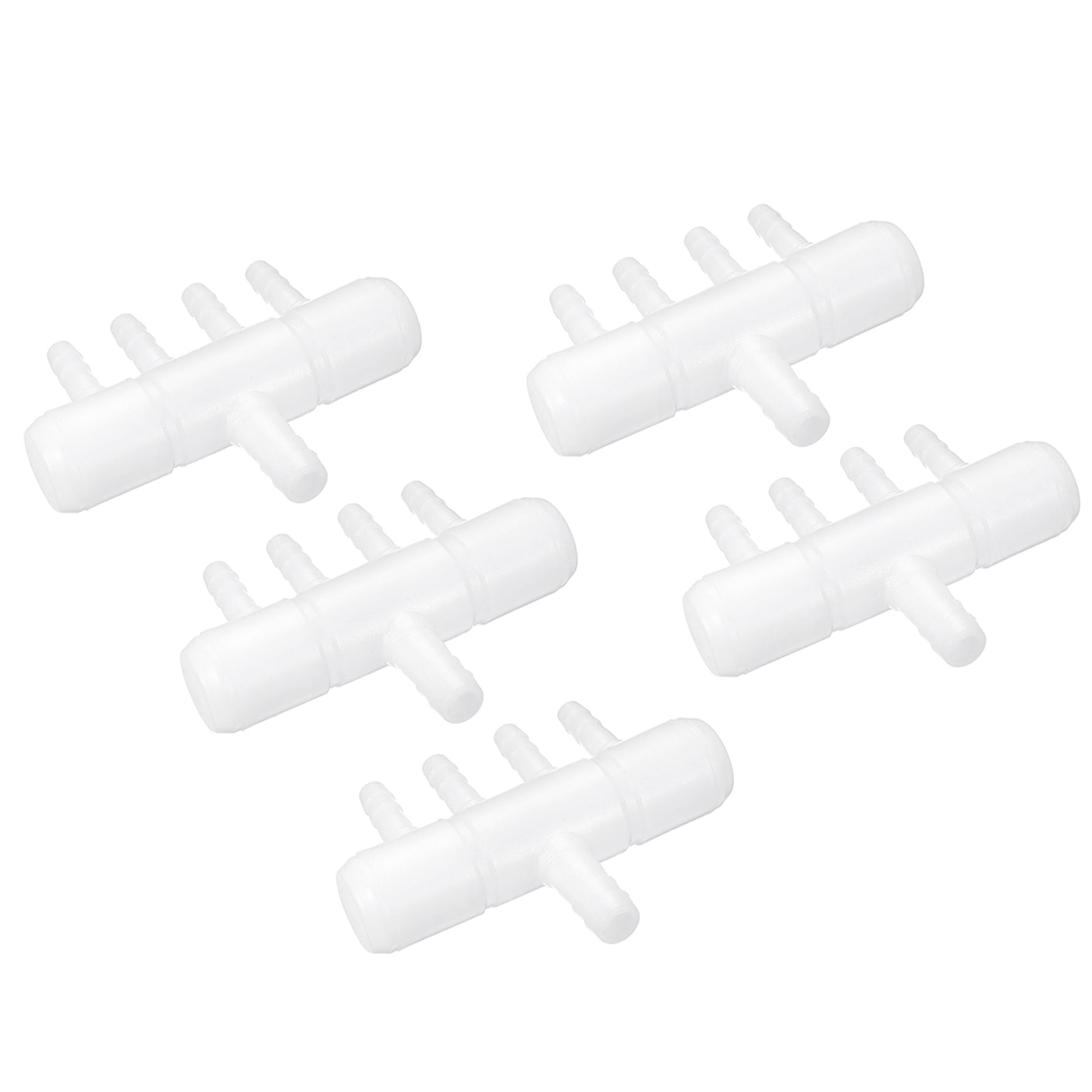 uxcell Uxcell Air Line Tubing Splitter Connector, 5Pcs 8mm/0.31" to 5mm/0.2" 4 Way, White