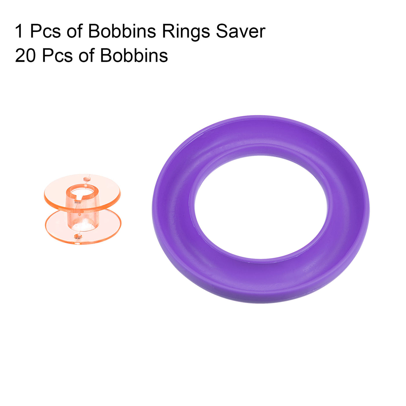 Harfington Silicone Bobbin Ring Holder and 20 Plastic Bobbins Set, Purple & Orange