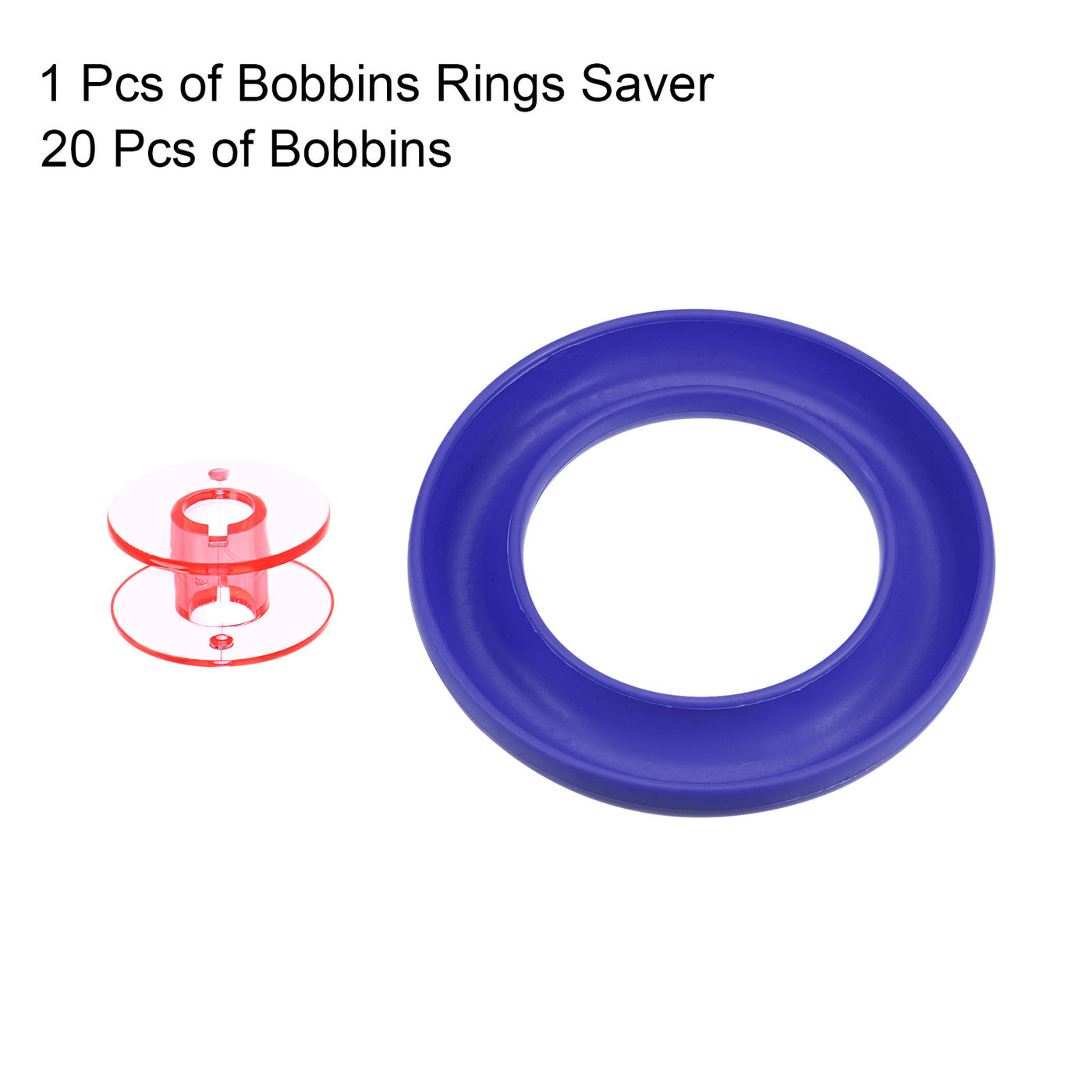 Harfington Silicone Bobbin Ring Holder and 20 Plastic Bobbins Set, Dark Blue/Red