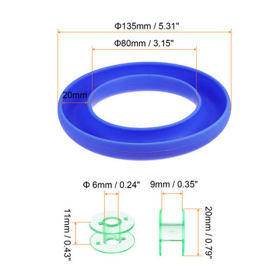 Harfington Silicone Bobbin Ring Holder and 20 Plastic Bobbins Set, Blue/Green