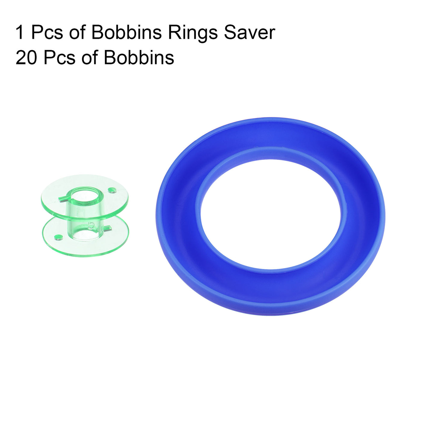 Harfington Silicone Bobbin Ring Holder and 20 Plastic Bobbins Set, Blue/Green
