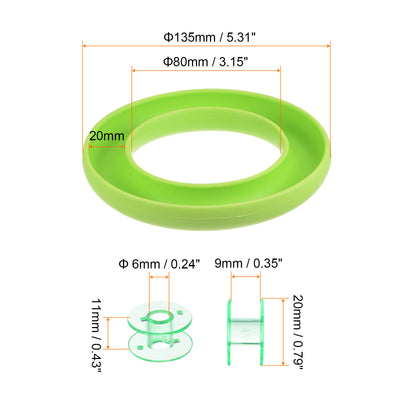 Harfington Silicone Bobbin Ring Holder and 20 Plastic Bobbins Set, Green