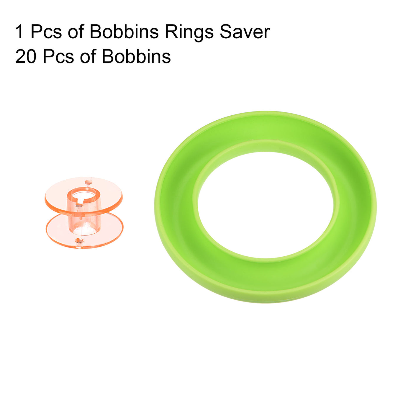Harfington Silicone Bobbin Ring Holder and 20 Plastic Bobbins Set, Green & Orange