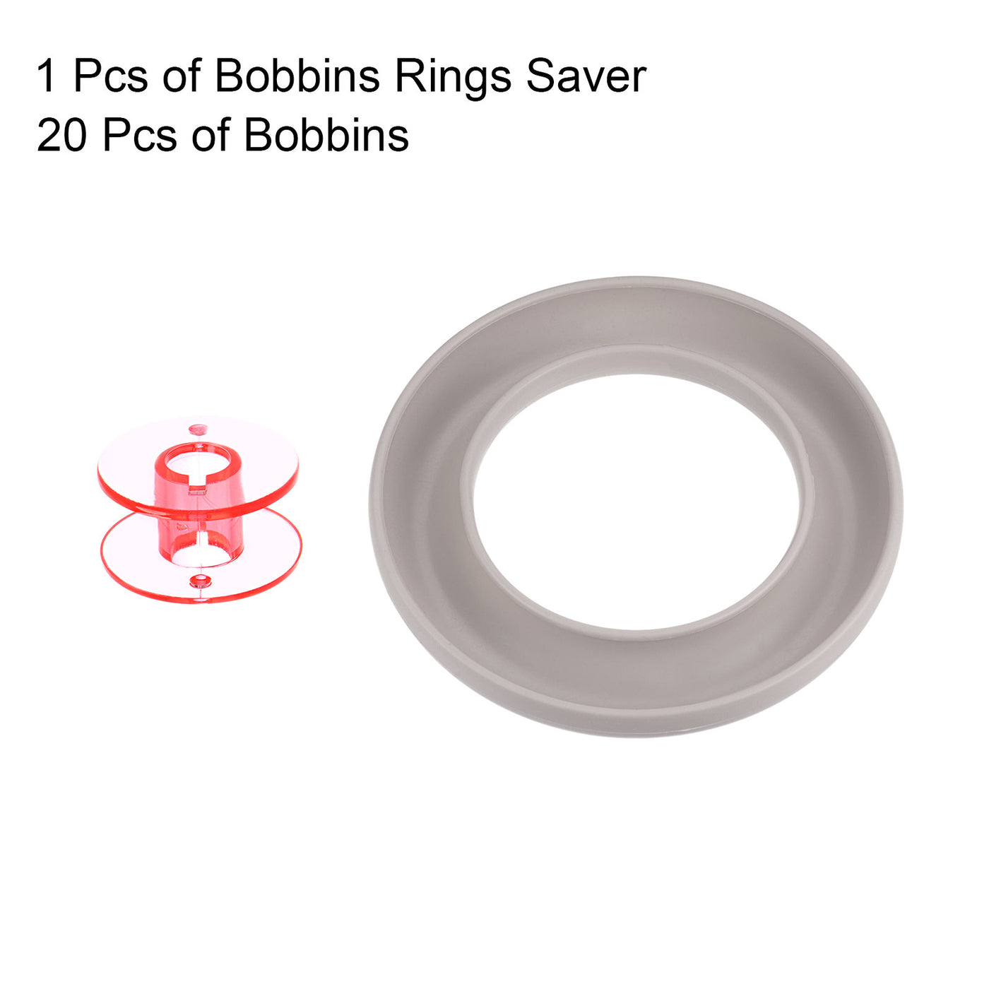Harfington Silicone Bobbin Ring Holder and 20 Plastic Bobbins Set, Beige/Red