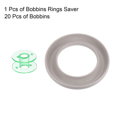Harfington Silicone Bobbin Ring Holder and 20 Plastic Bobbins Set, Beige/Green