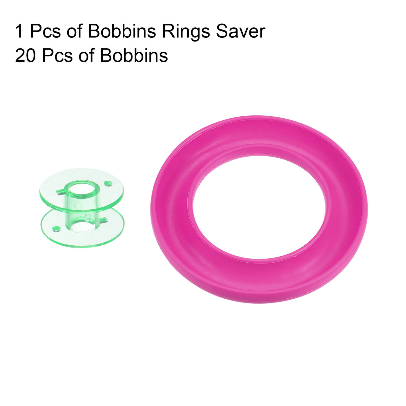 Harfington Silicone Bobbin Ring Holder and 20 Plastic Bobbins Set, Rose Red/Green