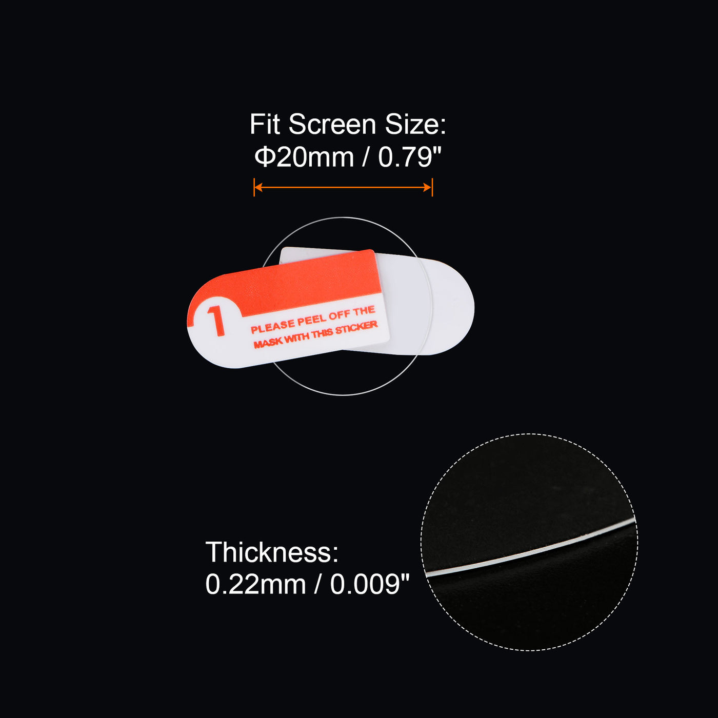 Harfington 20mm Dia 0.22mm Thick Round High Definition Soft PET Watch Screen Protector 5pcs