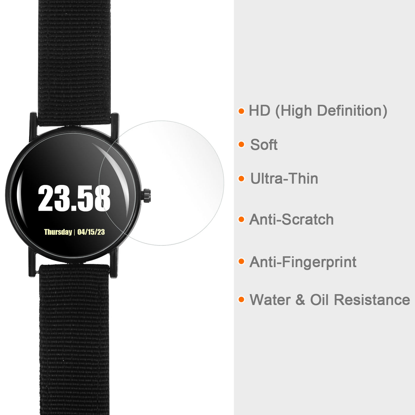 Harfington 5pcs Watch Glass Screen Protectors 34mm HD High Definition PET Smartwatch Film