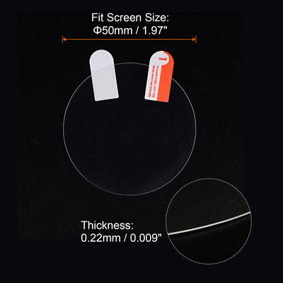Harfington 50mm Dia 0.22mm Thick Round High Definition Soft PET Watch Screen Protector 5pcs