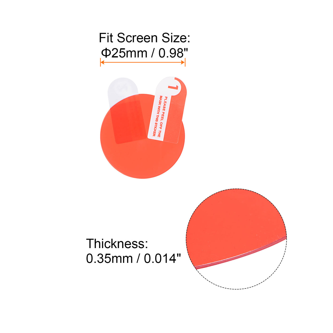 Harfington 25mm Dia 0.35mm Thick Round Soft Fiberglass Smart Watch Screen Protectors 5pcs