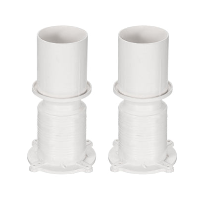 Harfington 1.97" ID x 5.91" H Duct Connector, 2 Pack PVC Flange Straight Ventilation Drain Pipe Adaptor for Bathroom Kitchen Restroom, White