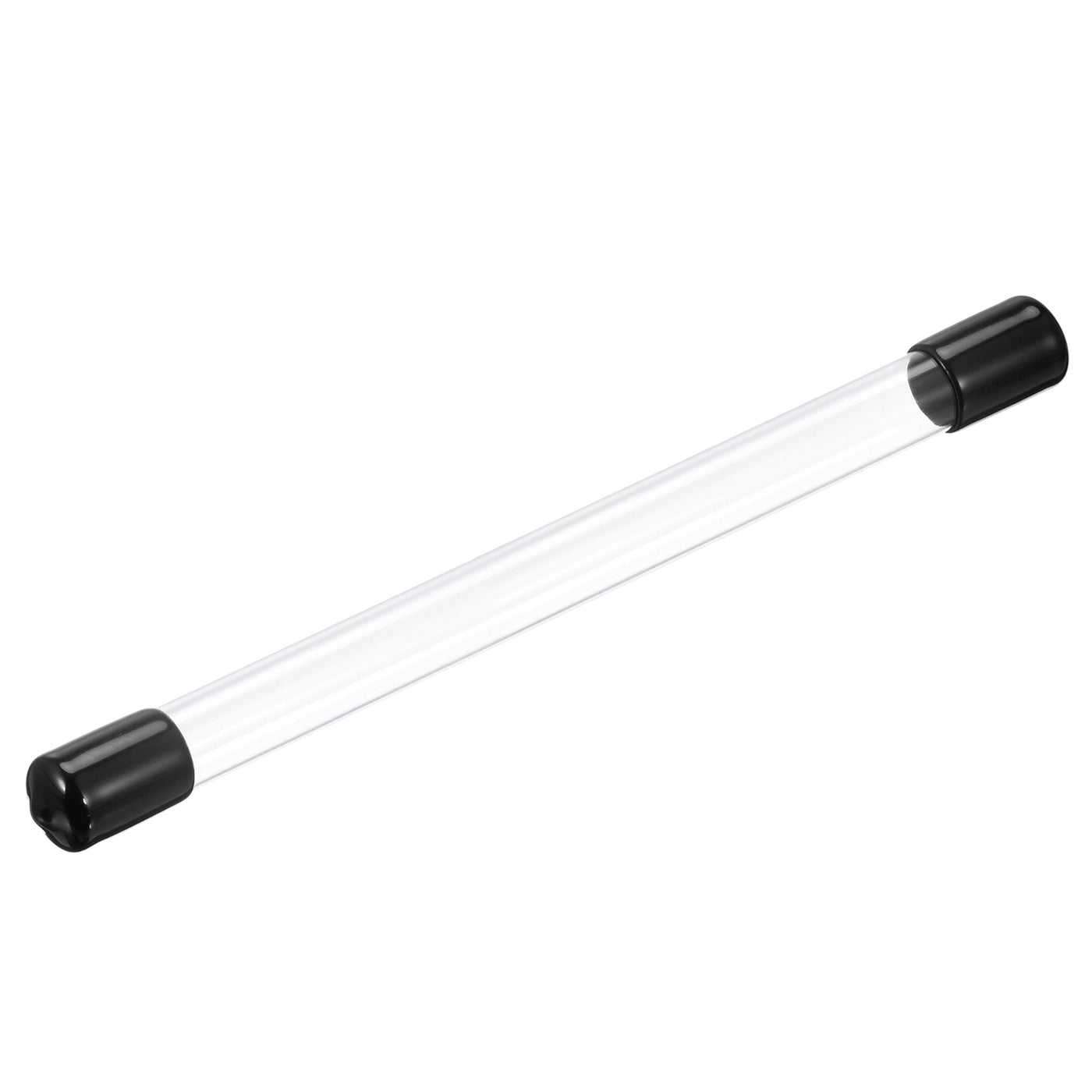 Harfington Clear Rigid Tube Round Plastic Tubing with Black Rubber Caps Polycarbonate Water Pipe, 305mm/ 12 Inch Length, 12mmx13mm/0.47"x0.51", 1 Set