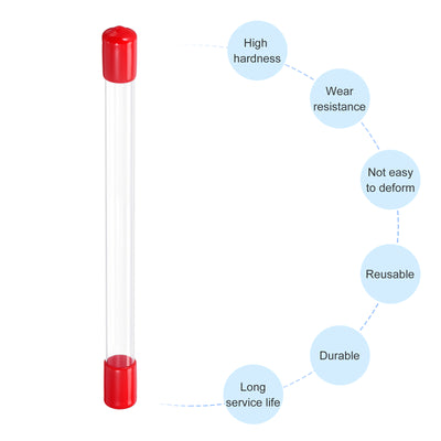 Harfington Clear Rigid Tube Round Plastic Tubing with Red Rubber Caps Polycarbonate Water Pipe, 305mm/ 12 Inch Length, 12mmx13mm/0.47"x0.51", 2 Set