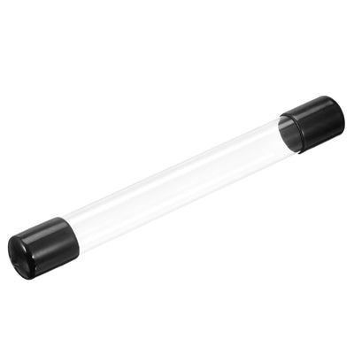Harfington Clear Rigid Tube Round Plastic Tubing with Black Rubber Caps Polycarbonate Water Pipe, 305mm/ 12 Inch Length, 20mmx21mm/0.78"x0.82", 1 Set