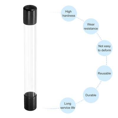 Harfington Clear Rigid Tube Round Plastic Tubing with Black Rubber Caps Polycarbonate Water Pipe, 305mm/ 12 Inch Length, 20mmx21mm/0.78"x0.82", 2 Set