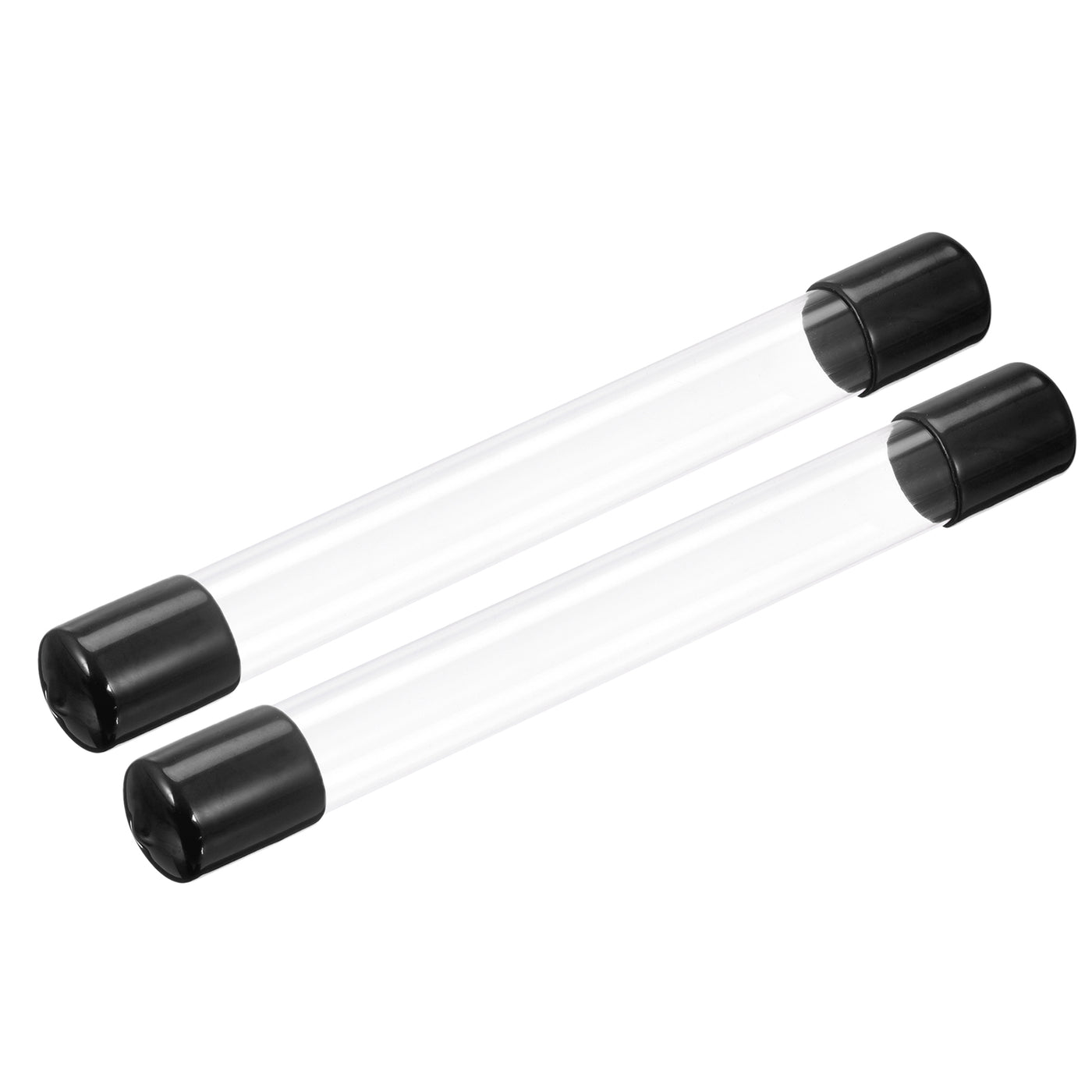 Harfington Clear Rigid Tube Round Plastic Tubing with Black Rubber Caps Polycarbonate Water Pipe, 305mm/ 12 Inch Length, 20mmx21mm/0.78"x0.82", 2 Set