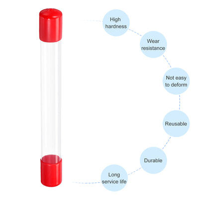 Harfington Clear Rigid Tube Round Plastic Tubing with Red Rubber Caps Polycarbonate Water Pipe, 305mm/ 12 Inch Length, 20mmx21mm/0.78"x0.82", 1 Set