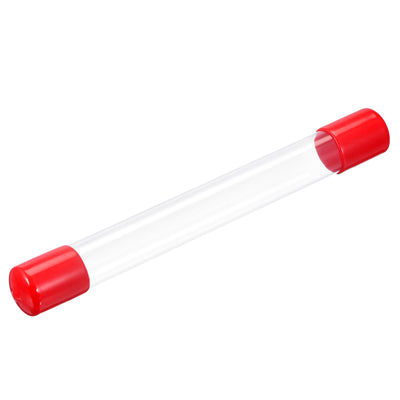 Harfington Clear Rigid Tube Round Plastic Tubing with Red Rubber Caps Polycarbonate Water Pipe, 305mm/ 12 Inch Length, 20mmx21mm/0.78"x0.82", 1 Set