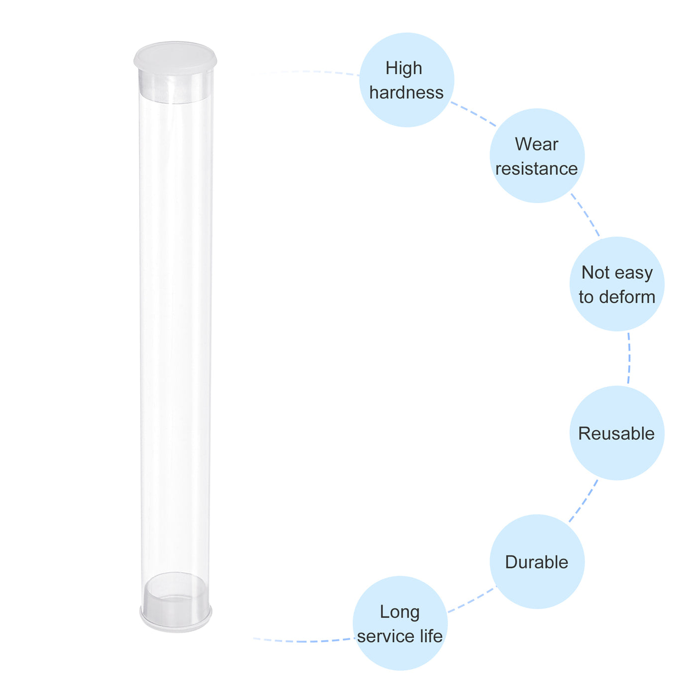 Harfington Clear Rigid Tube Round Plastic Tubing with End Caps Polycarbonate Water Pipe, 305mm/ 12 Inch Length, 20mmx21mm/0.78"x0.82", 1 Set