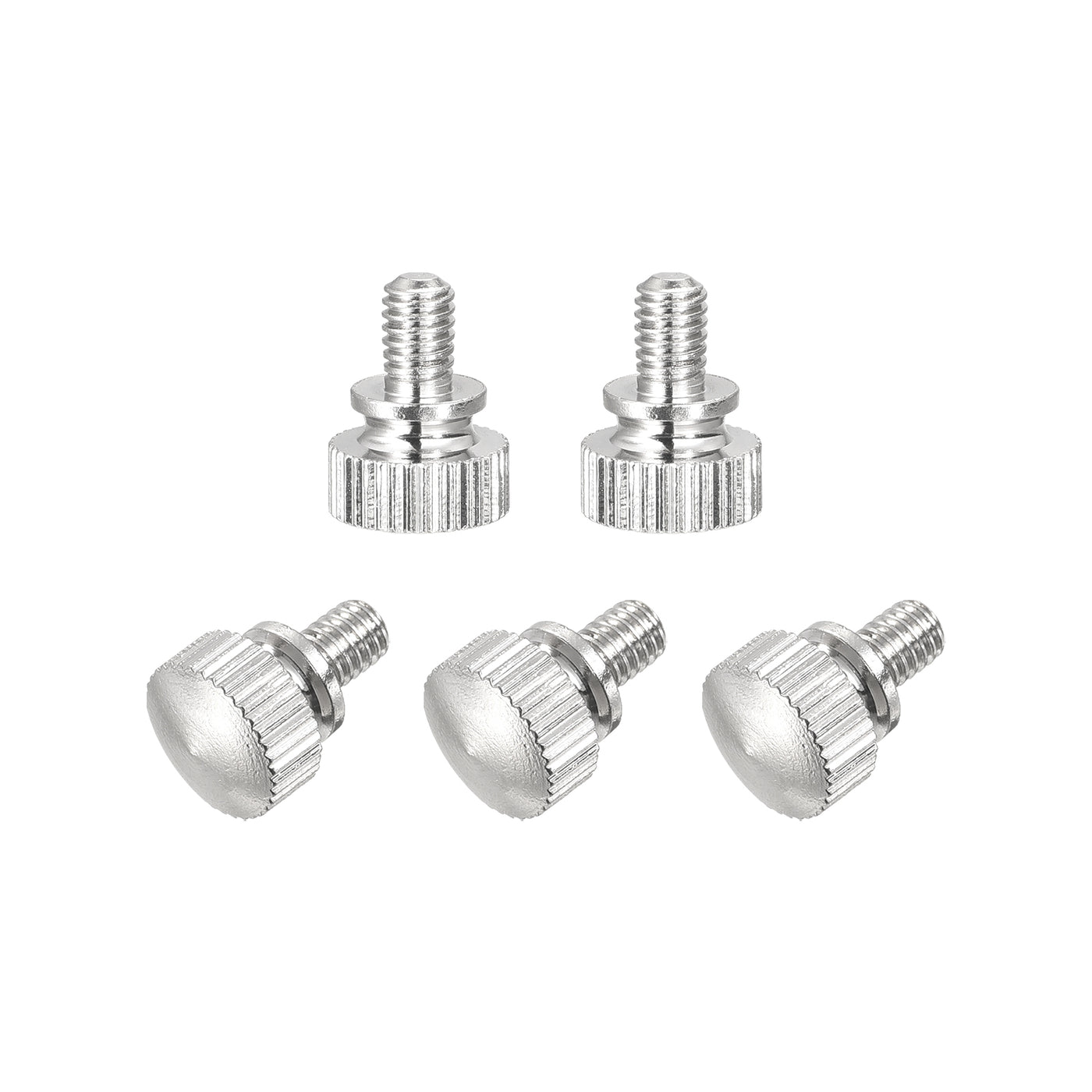 uxcell Uxcell Knurled Thumb Screws, M4x6mm Brass Shoulder Bolts Grip Knobs Fasteners, Nickel Plated 5Pcs