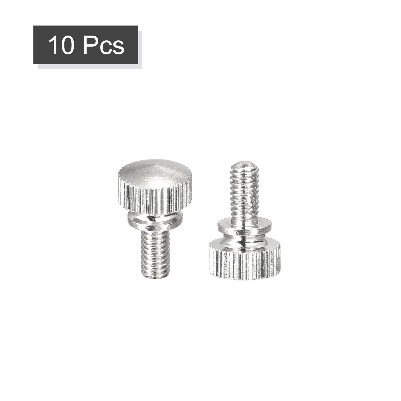 uxcell Uxcell Knurled Thumb Screws, M4x8mm Brass Shoulder Bolts Grip Knobs Fasteners, Nickel Plated 10Pcs