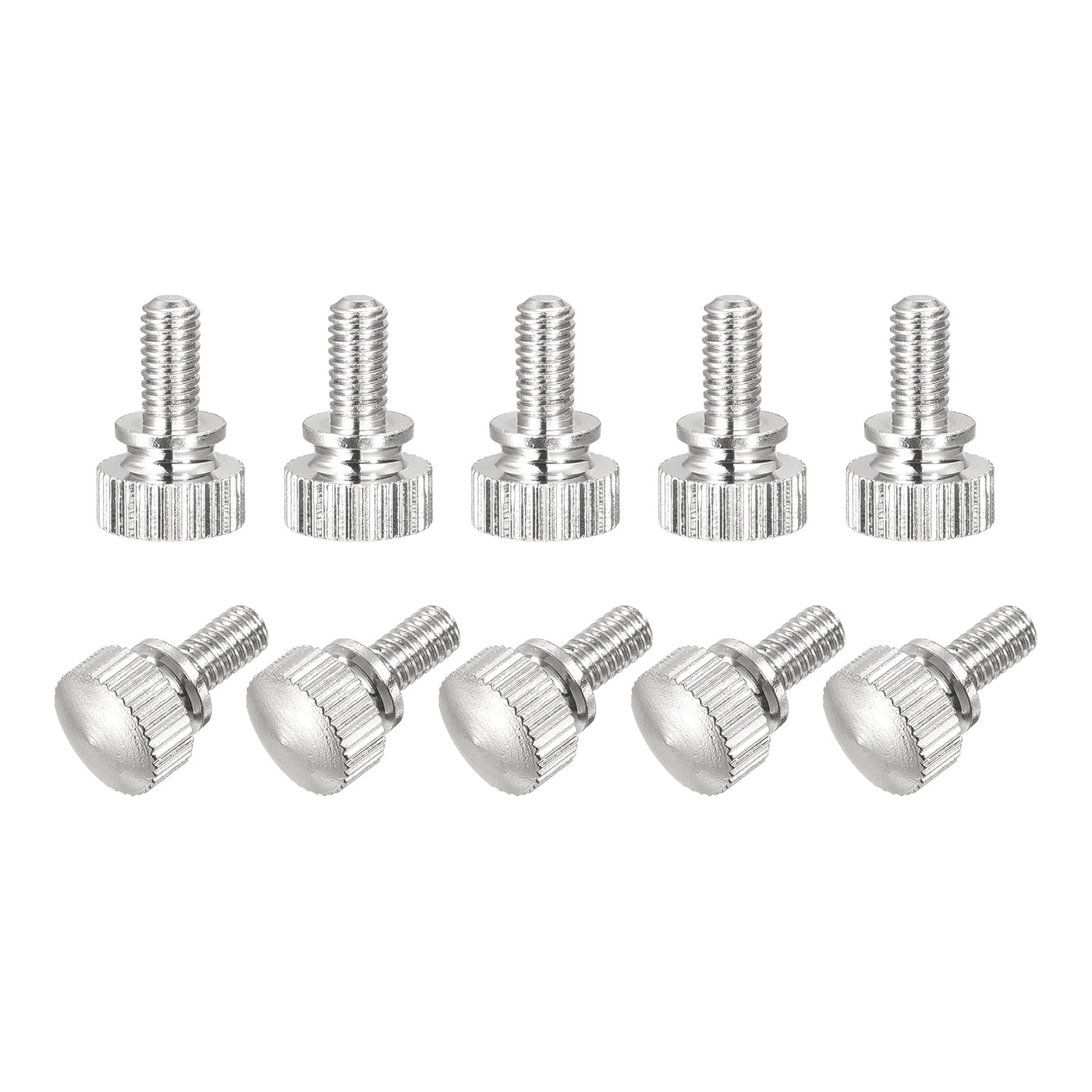 uxcell Uxcell Knurled Thumb Screws, M4x8mm Brass Shoulder Bolts Grip Knobs Fasteners, Nickel Plated 10Pcs