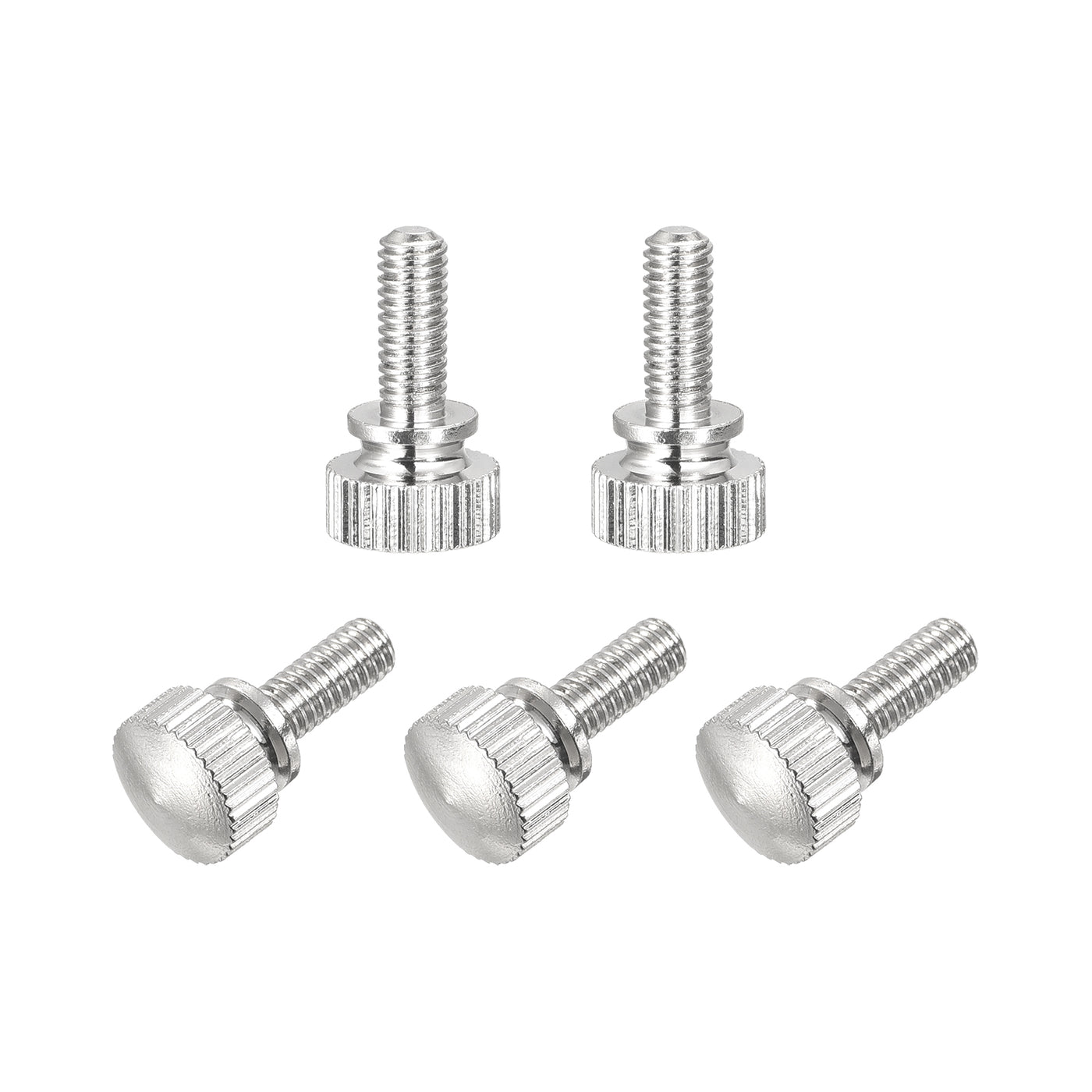 uxcell Uxcell Knurled Thumb Screws, M4x10mm Brass Shoulder Bolts Grip Knobs Fasteners, Nickel Plated 5Pcs