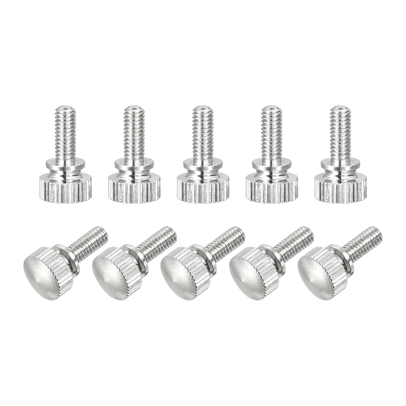uxcell Uxcell Knurled Thumb Screws, M4x10mm Brass Shoulder Bolts Grip Knobs Fasteners, Nickel Plated 10Pcs