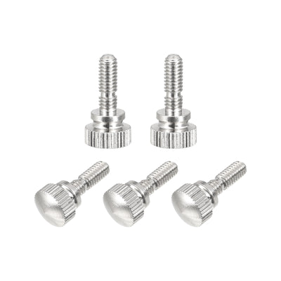 Harfington Uxcell Knurled Thumb Screws, M4x12mm Brass Slotted Thread Shoulder Bolts Grip Knobs Fasteners, Nickel Plated 5Pcs
