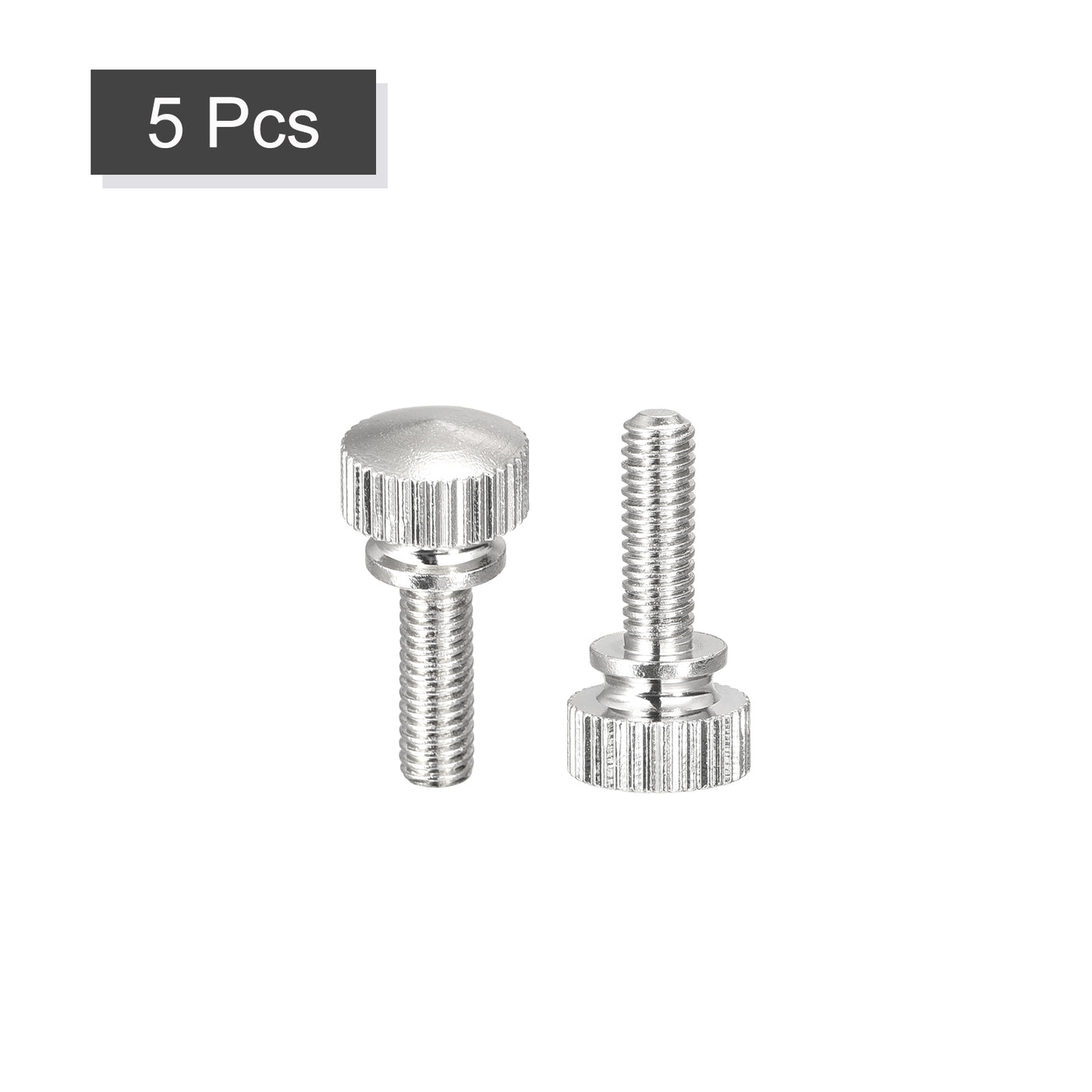 uxcell Uxcell Knurled Thumb Screws, M4x12mm Brass Shoulder Bolts Grip Knobs Fasteners, Nickel Plated 5Pcs