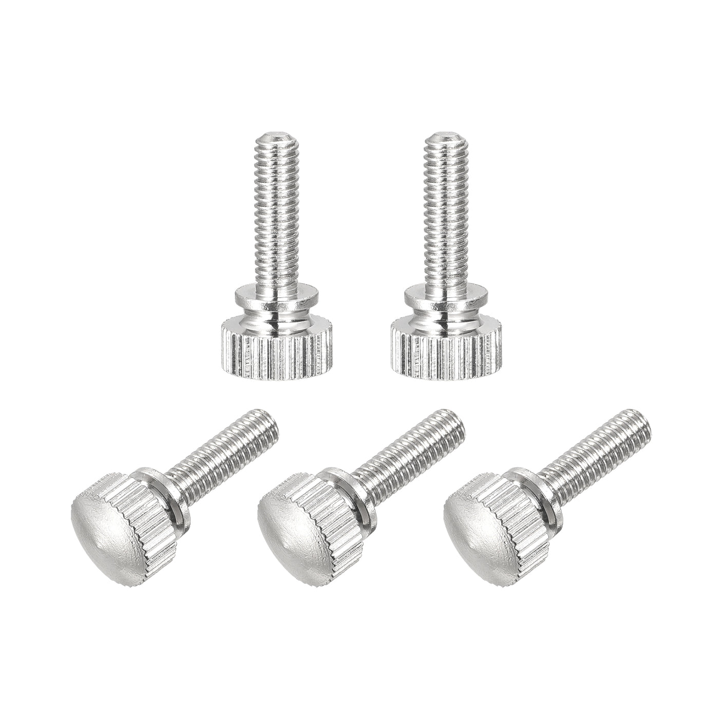 uxcell Uxcell Knurled Thumb Screws, M4x14mm Brass Shoulder Bolts Grip Knobs Fasteners, Nickel Plated 5Pcs