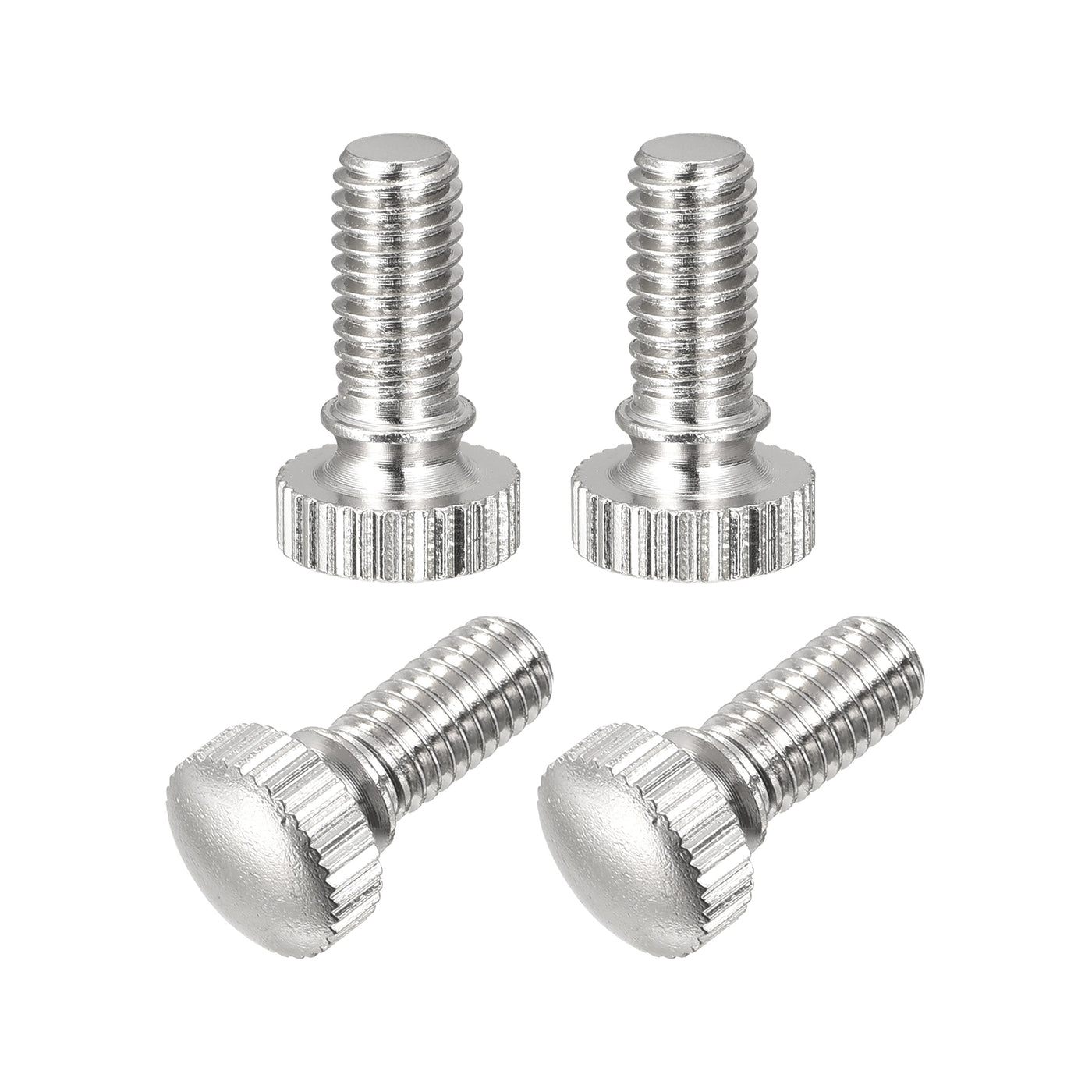 uxcell Uxcell Knurled Thumb Screws, M6x12mm Brass Shoulder Bolts Grip Knobs Fasteners, Nickel Plated 4Pcs