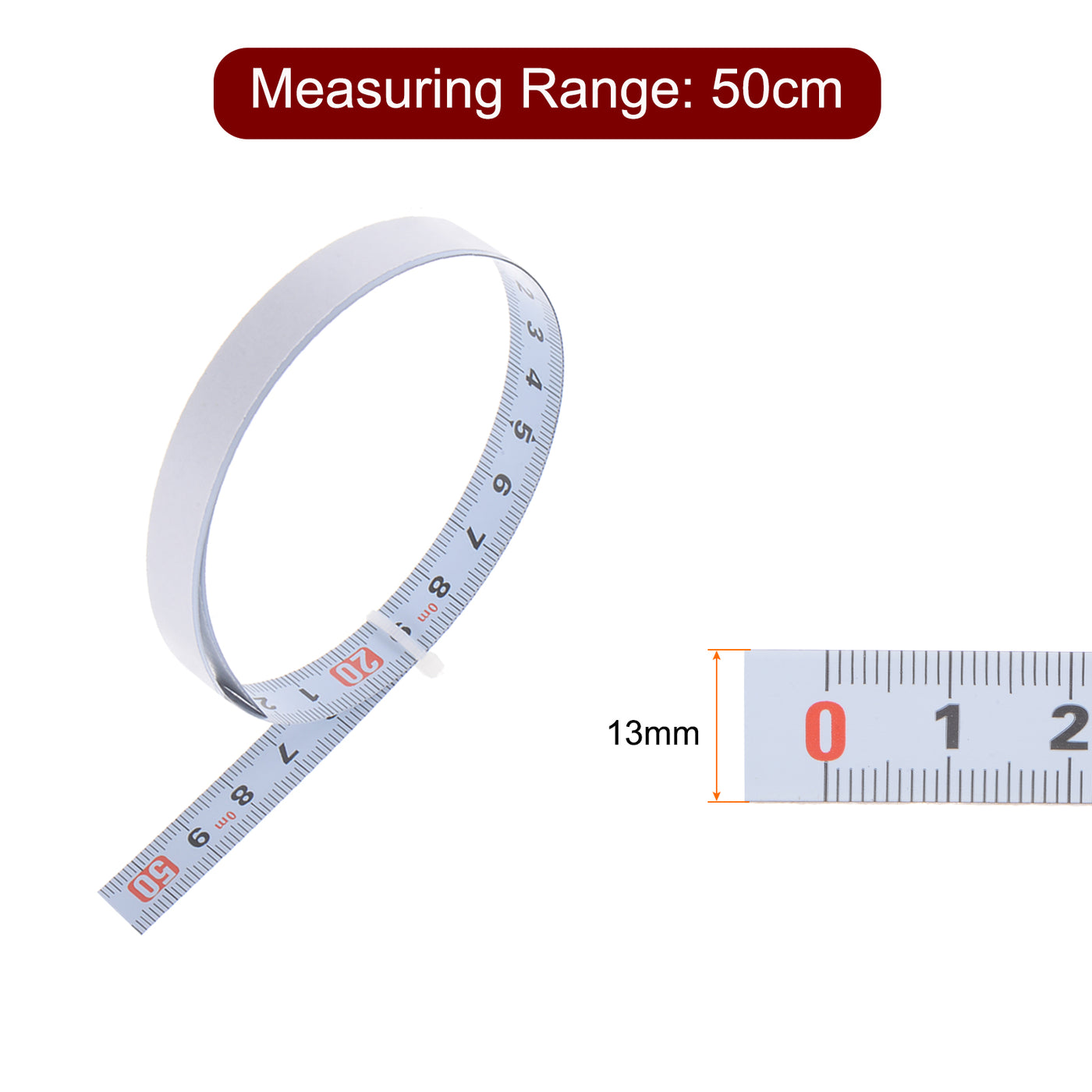Harfington Adhesive Tape Measure 50cm Metric Left to Right Read Steel Sticky Ruler, White