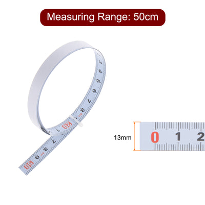 Harfington Adhesive Tape Measure 50cm Metric Left to Right Read Steel Sticky Ruler, White