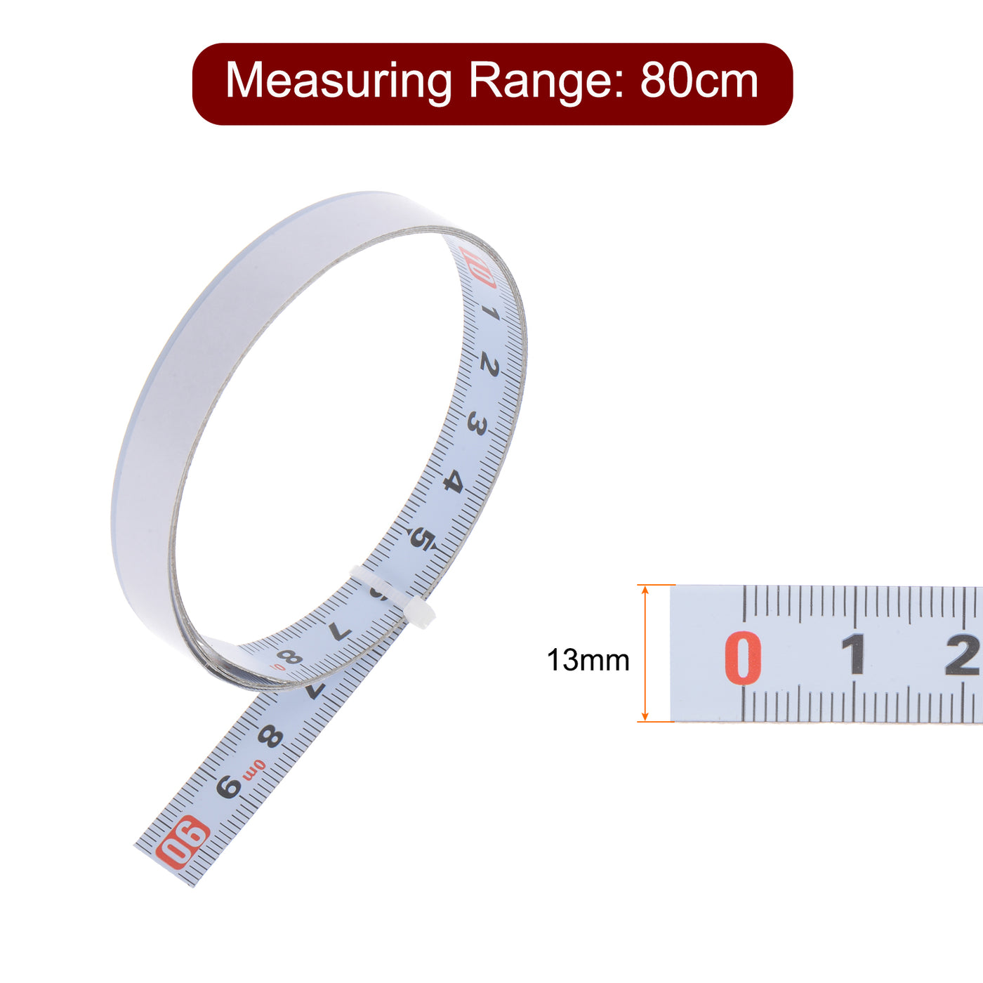 Harfington Adhesive Tape Measure 80cm Metric Left to Right Read Steel Sticky Ruler, White