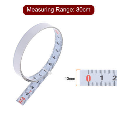 Harfington 2pcs Adhesive Tape Measure 80cm Left to Right Read Steel Sticky Ruler, White