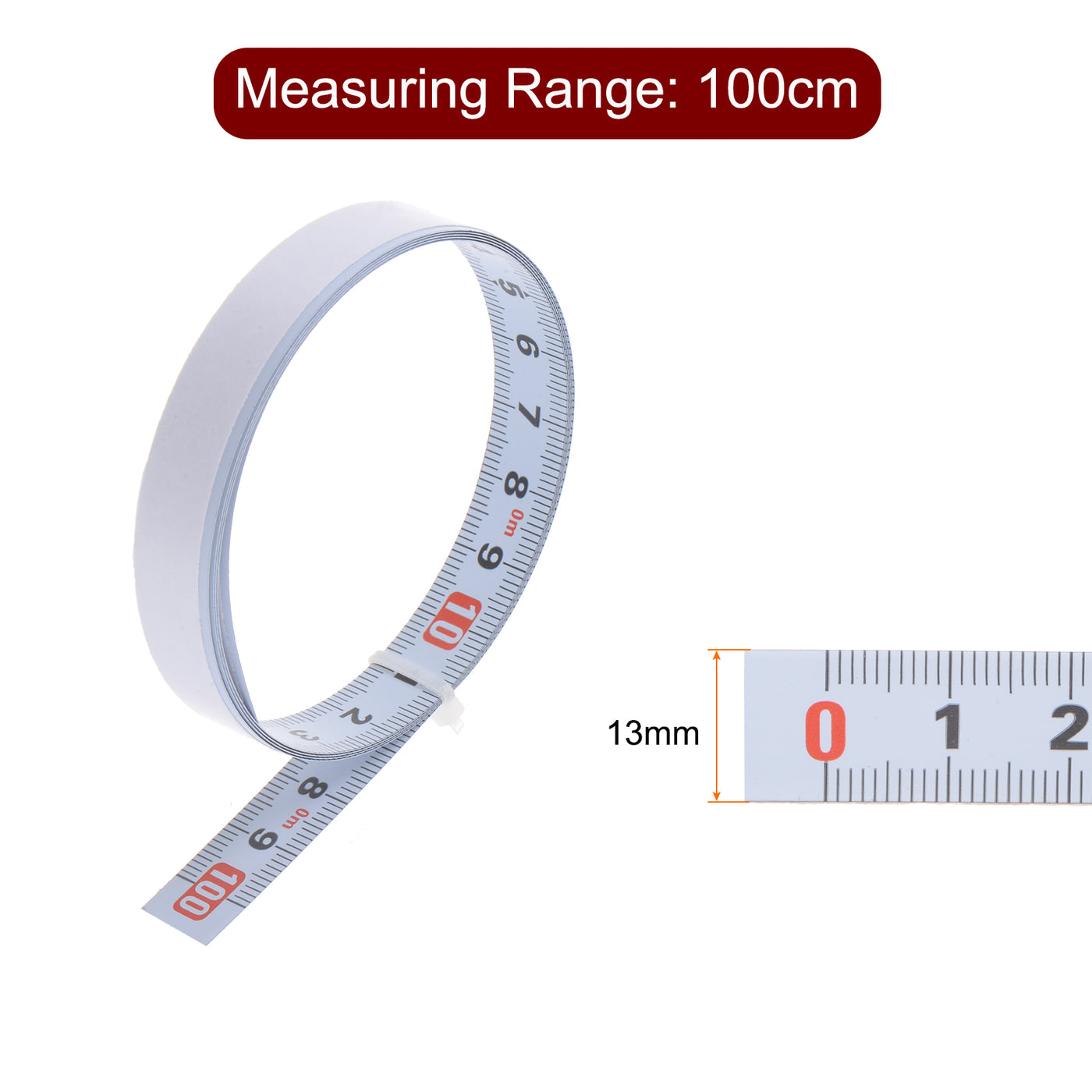 Harfington Adhesive Tape Measure 100cm Metric Left to Right Read Steel Sticky Ruler, White