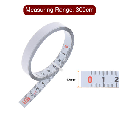 Harfington Adhesive Tape Measure 300cm Metric Left to Right Read Steel Sticky Ruler, White