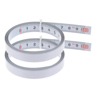 Harfington 2pcs Adhesive Tape Measure 300cm Left to Right Read Steel Sticky Ruler, White
