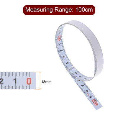 Harfington 2pcs Adhesive Tape Measure 100cm Metric Right to Left Steel Sticky Ruler, White