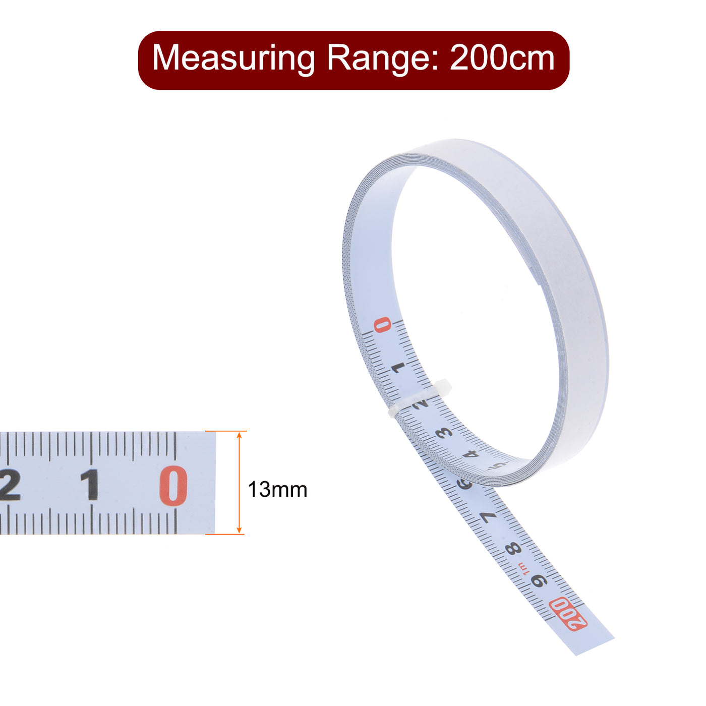Harfington Adhesive Tape Measure 200cm Metric Right to Left Steel Sticky Ruler, White