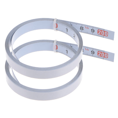 Harfington 2 x Adhesive Back Tape Measure 200cm Left to Right Read Steel Sticky Ruler White