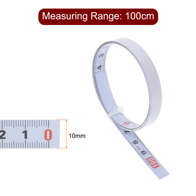 Harfington Adhesive Back Tape Measure 100cm Metric Right to Left Steel Sticky Ruler, White
